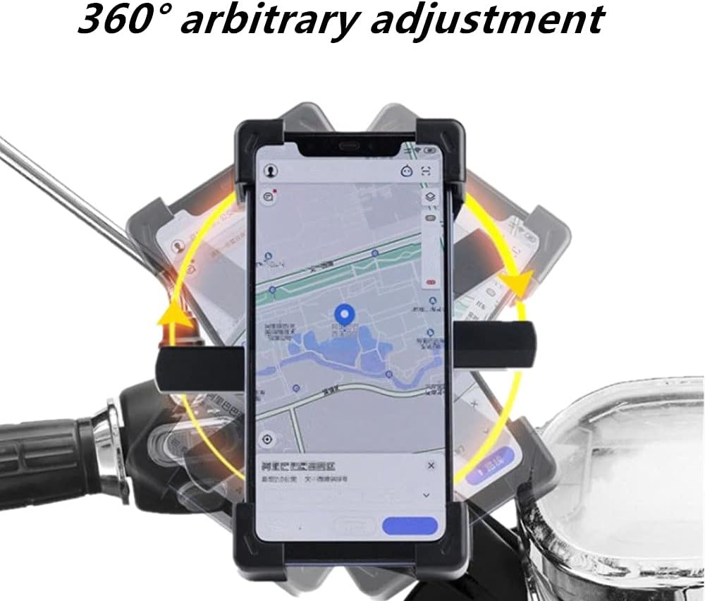 Bike Phone Mount -Motorcycle Phone Mount，360° Rotation Adjustable Bike Holder for iPhone 12 Pro Max, Galaxy S10 and 4.5"- 7.2" Cellphone