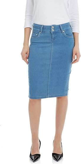 denim pencil skirt knee length