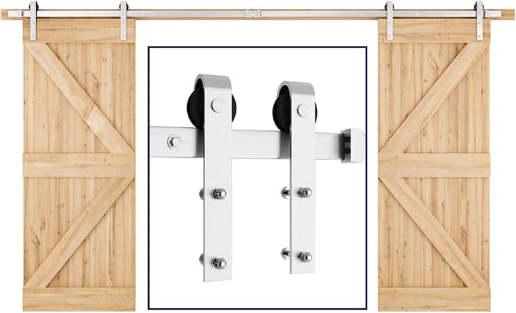 Smartstandard 12ft Heavy Duty Double Door Sliding Barn Door