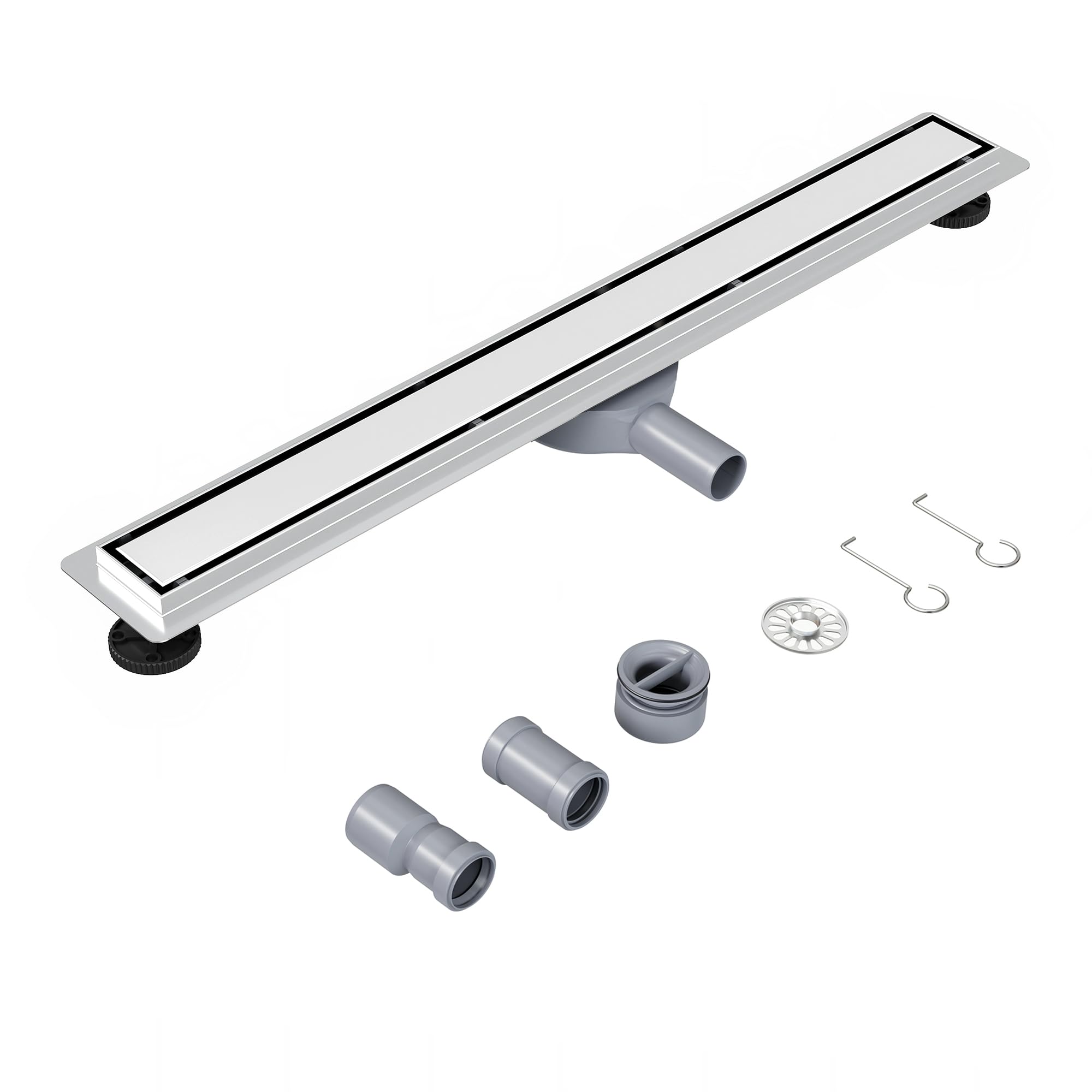 Neodrain Linear Shower Drain 80cm 2 in 1 Tile Insert Stainless Steel Floor Drain with 360° Siphon, Shower Trap, Hair Strainer