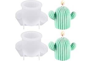 INHEMING 2 PCS Cactus Silicone Candle Molds, 3D Cactus Resin Molds, Home DIY Craft Mold for Soap, Chocolate, Fondant, Cake Making
