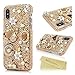 Mavis's Diary iPhone X Case, iPhone Xs Case, Full Edge Protective Plastic Case, 3D Handmade Crystal Clear Bling Diamonds Shiny Rhinestone Gold Floral Handbag Jewellery Hard PC Cover for iPhone X/XS