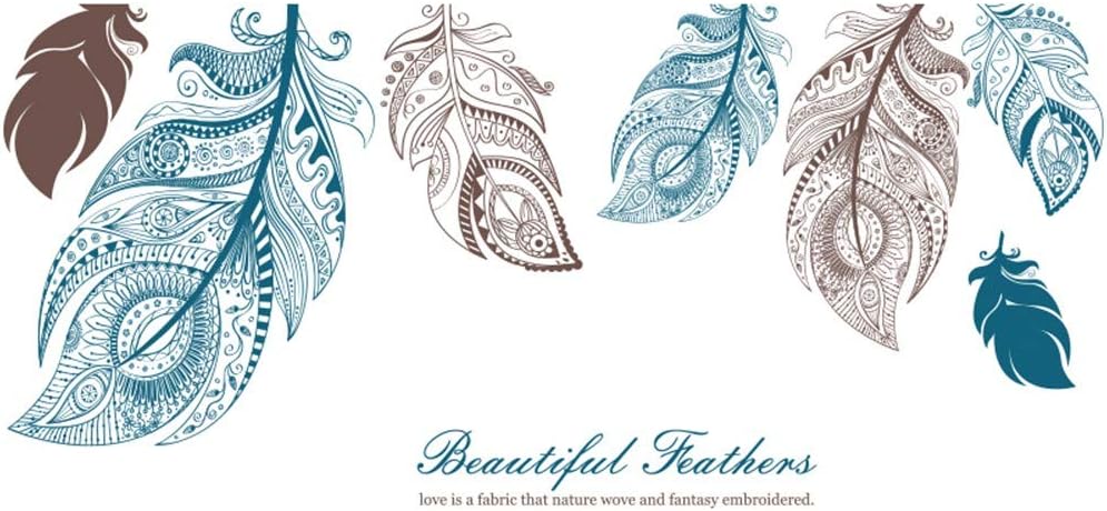 CzJoy Beautiful Feathers Wall Stickers Removable Paper Mural Decal Art Home Decor for Bedroom Living Room Boys Girls Kids Room Hallway Kitchen Bathroom Nursery - Tz131124