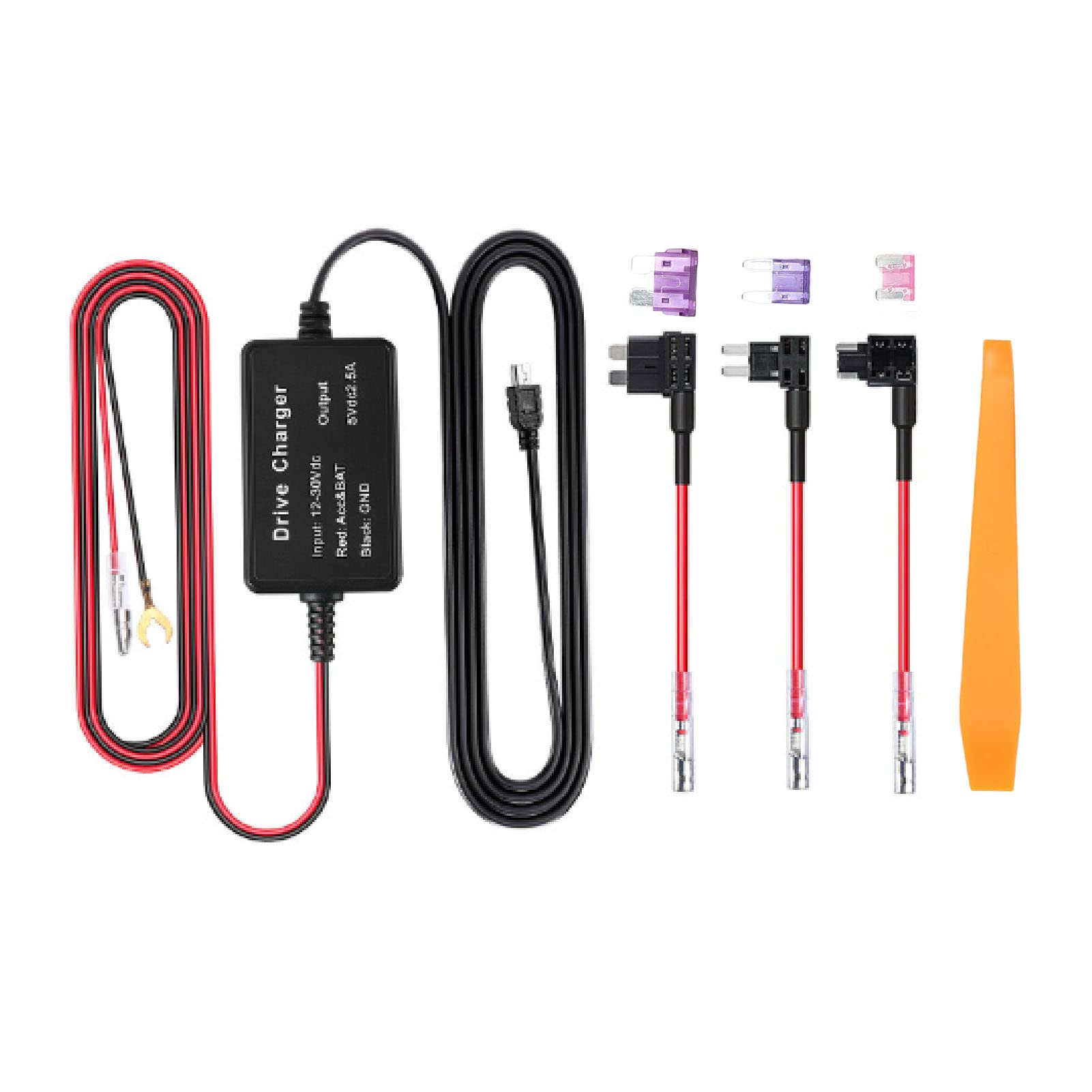 Dashcam Hardwiring Kit, Dash Cam Hardwire Kit MINI USB Adapter High Security 12V‑30V to 5V Widely for Mirror Cam GPS Navigator Radar Detector