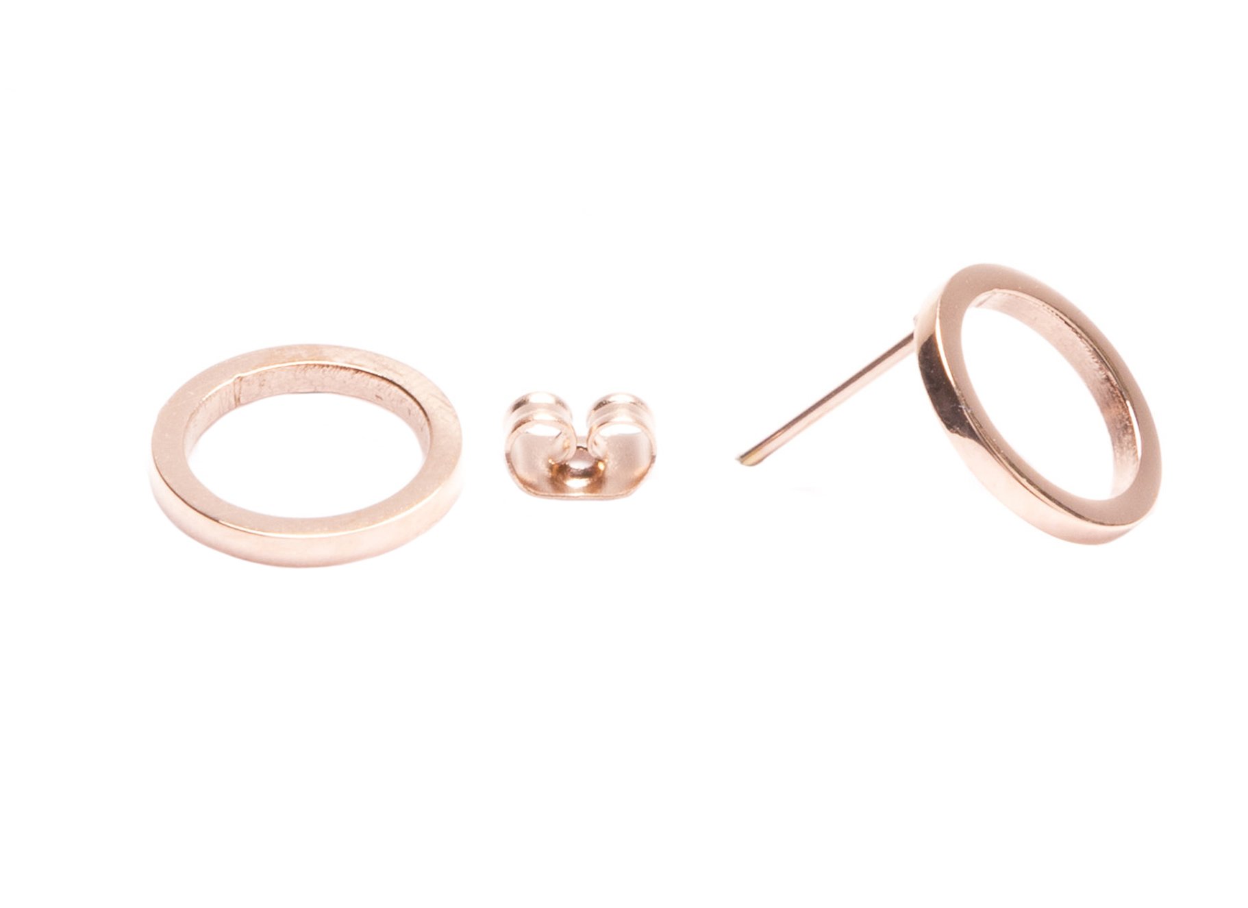 Happiness Boutique Women Open Circle Stud Earrings in Rose Gold | Minimalist Geometric Round Circle Earrings Titanium Jewellery