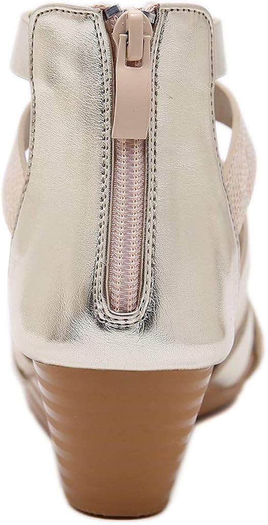 2019 New Summer Womens Snake Wedges Sandals Peep Toe Zipper Sandals Casual Large Size Shoes 5-8.5