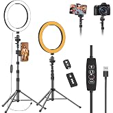 EMART 10" Ring Light with 55" Extendable Tripod Stands and Phone Holder | Dimmable LED Circle Round Light for Selfie Camera Photography, Makeup, YouTube Video, Vlogging, Live Streaming