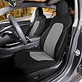 TOYOUN Front Car Seat Covers Custom Fit for Tesla Model 3 2017-2023/Model Y 2020-2024 Car Seat Protector 2PCS, Fully Wrapped Farbic Cloth Seat Cover Set for Tesla Model 3/Y, Gray