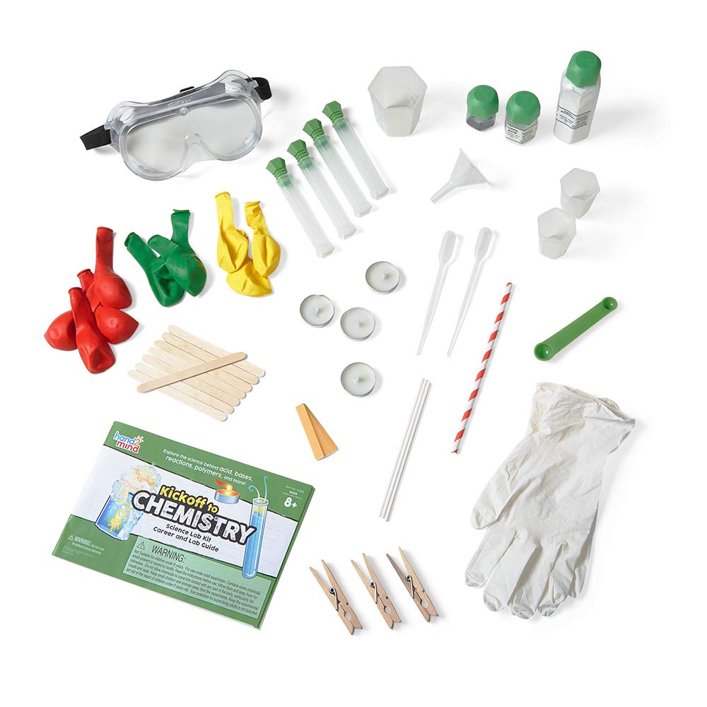 hand2mind Kickoff to Chemistry Science Lab Kit, STEM Kit, STEM Toys, Testing pH Acids and Bases Kit, Rock Candy Kit, DIY Lava Lamp Kit, Kids Science Lab Kit, Kids Chemistry Set, 23 Hands-On Activities