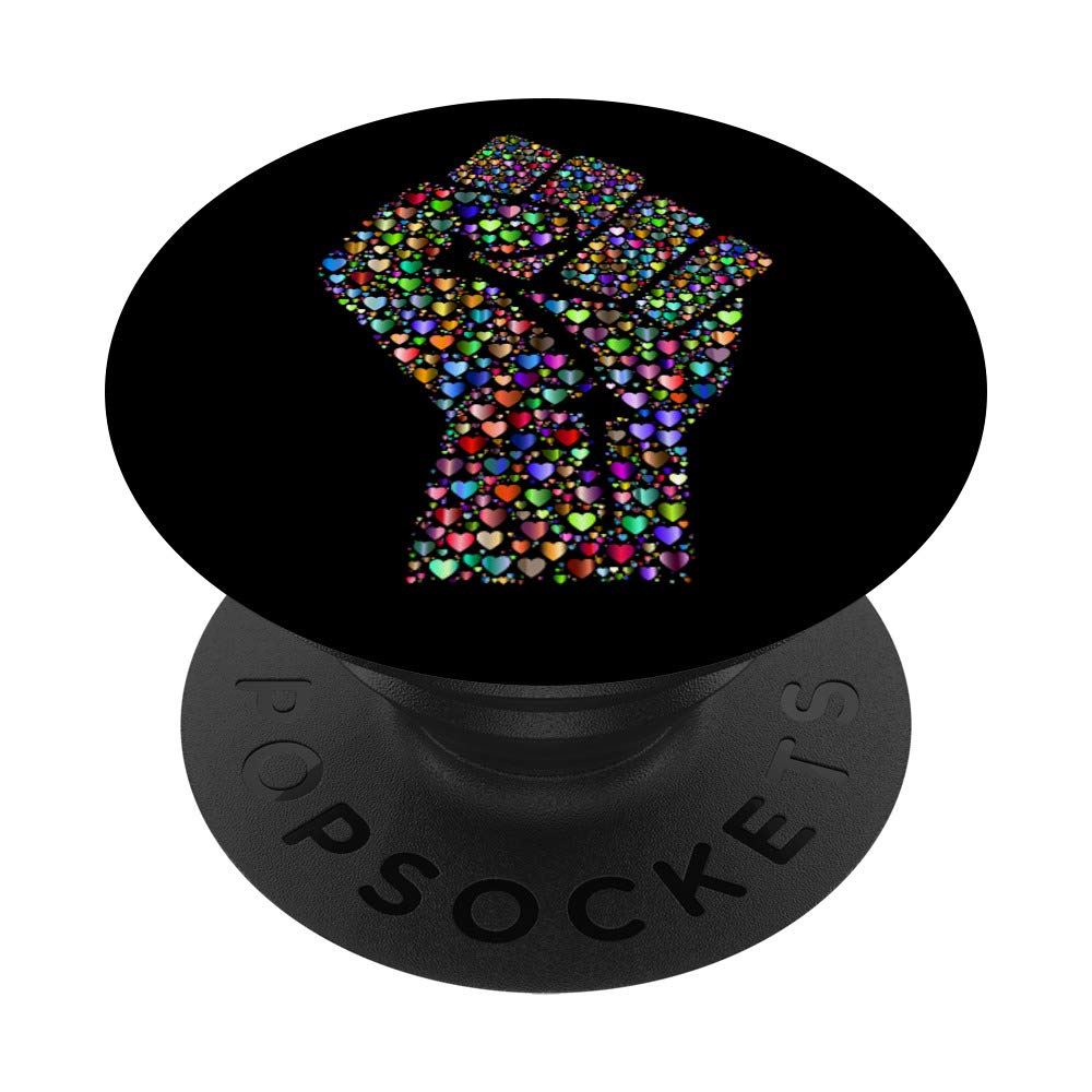 Resist Fist Rainbow Hearts Love Protester Election 2020 PopSockets PopGrip: Swappable Grip for Phones & Tablets