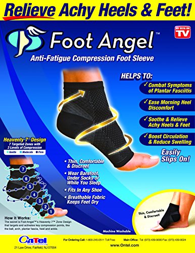 Foot Angel FALW-MC24/6 Anti-Fatigue Compression Foot Sleeve for Plantar Fasciitis Relief, Large/X-Large, Black, L-XL - Thumbnail 4