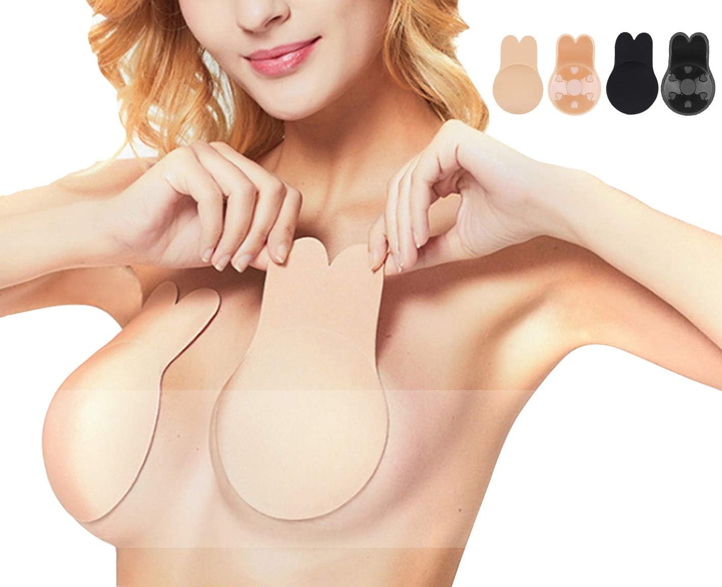 YouGa Silicone Pasties Breast Lift - Womens Cover Bra Invisible Adhesive Bra, Reusable Lifting Bra Cups Breathable Nipple Cover For Girls Ladies