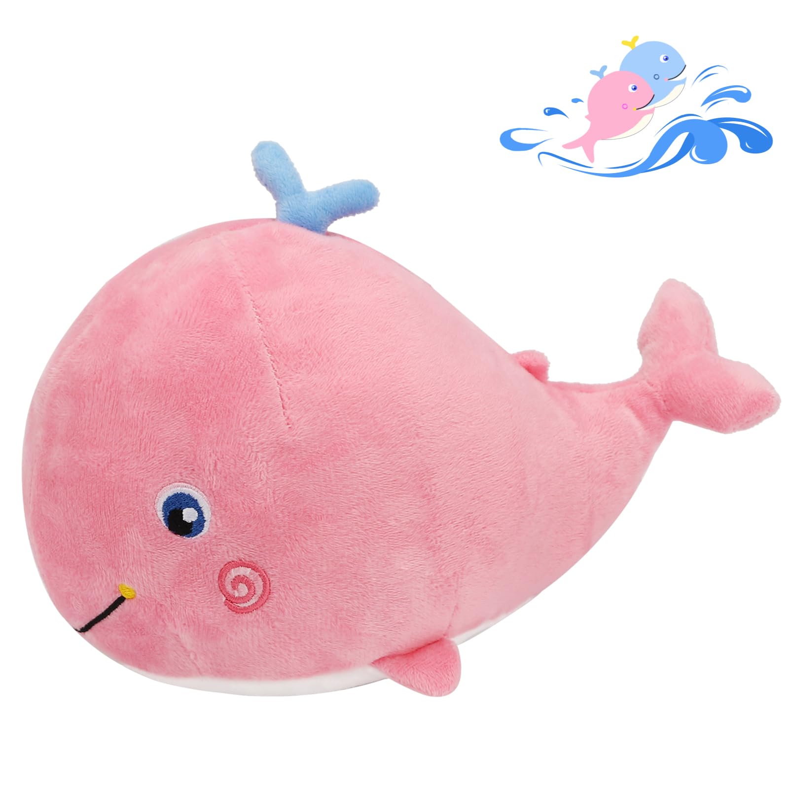 MUPI Squirting Whale Plush Toy Plush Pillow Whale Stuffed Animals 10 inches Plush Pillow - Shark Humpback and Jellyfish Stuffed Animals - Ocean Decor and Toys（Pink）