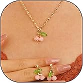 72ore Cherry Earrings Necklace Bracelet Jewelry Set for Women Cute Cherry Dress Accessories for Women Trendy Halloween Costumes