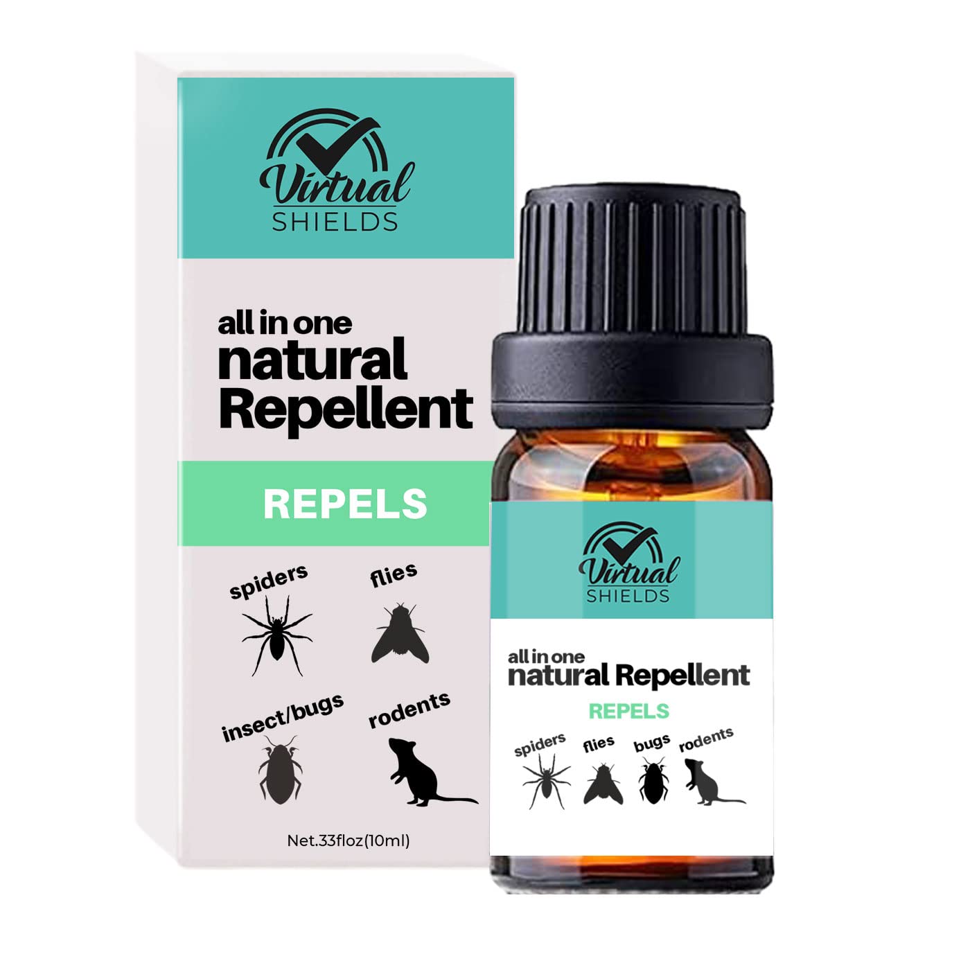 Virtual Shields | Spiders, Insect, Bugs, Fly, Moth, Mice & Rats Repellent | All in One Natural Essential Oil Blend Repellent | Non Lethal