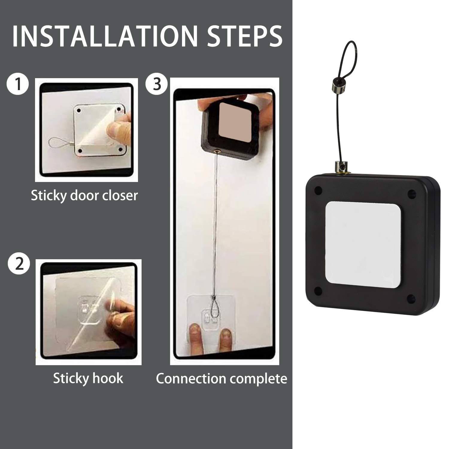 39in Punch-Free Automatic Sensor Door Closer Automatically Close for