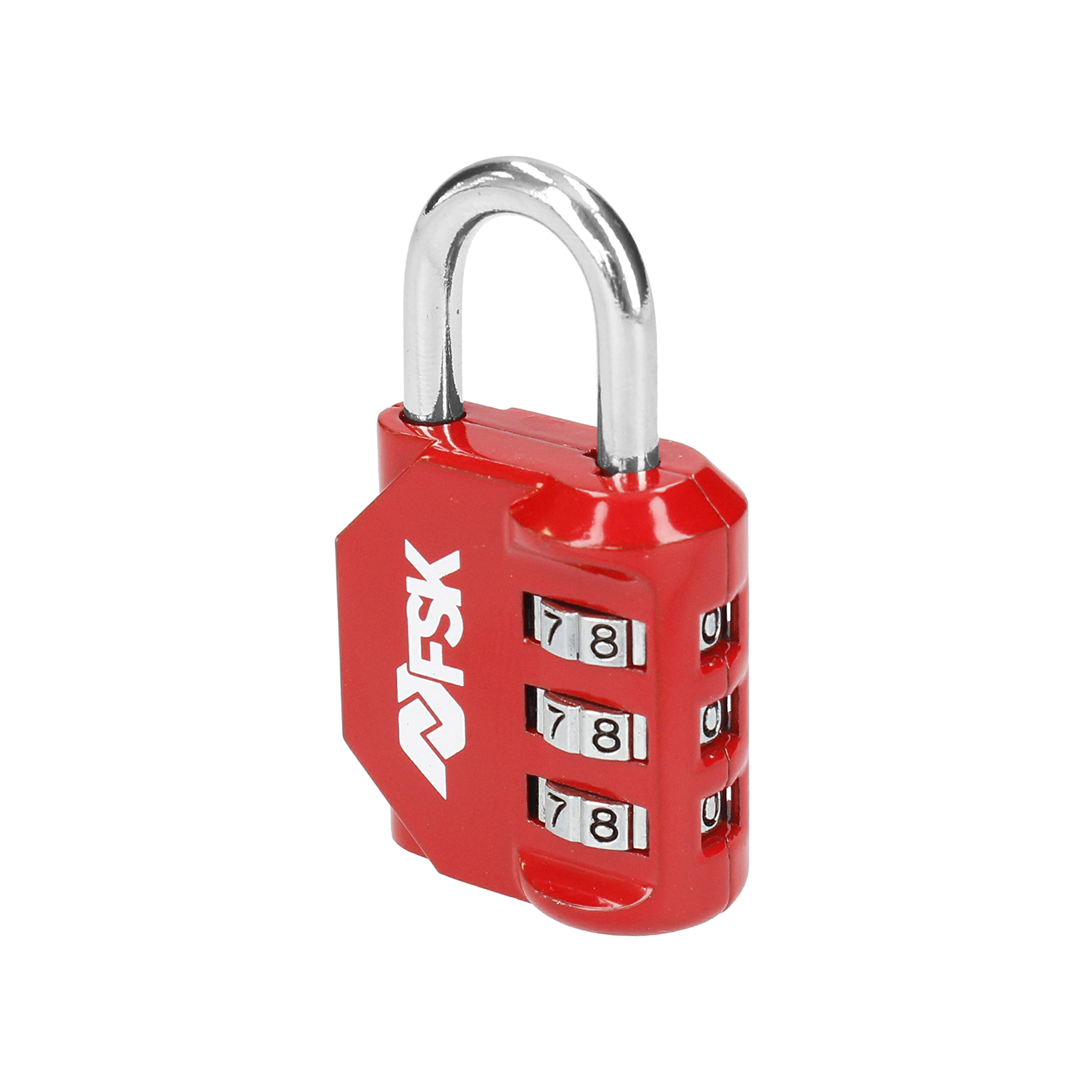 Ferrestock FSKCAN327RD 3 Digit Numeric Combination Padlock for Luggage, Gym Lockers, Bow 23 mm, Zinc and Steel Arch, Red