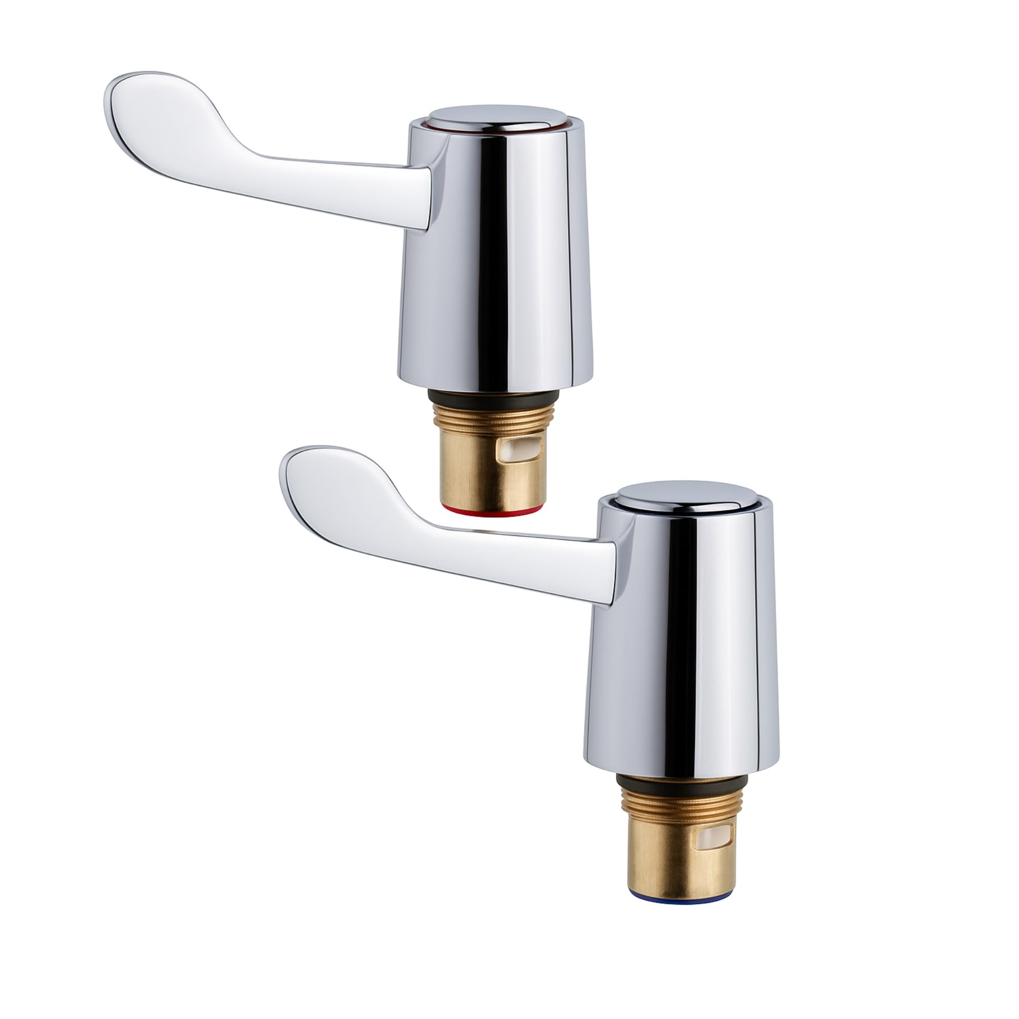 Excel Home Basin Sink Tap Lever Head Conversion Kit - Chrome Plated Hot & Cold Tap Revivers Kit 1/2” Lever Head - Heavy Duty Brass Cartridge