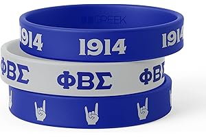 BBGreek Phi Beta Sigma Fraternity Paraphernalia - Official Vendor - Set of 3 Silicone Bracelets - Wrist Bands