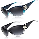 Myiaur Polarized Sunglasses for Women, Trendy Retro Shades with UV400 Protection Butterfly Decors (2 Pack)