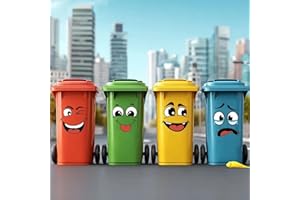 4 sheets/Set Cartoon Face Stickers,Funny Trash Garbage Can Stickers,Cute Toilet Lid Decal Sticker,Adhesive Cartoon Expression