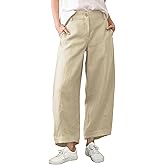 Xiaoxuemeng Linen Pants Women Wide Leg Capri Beach Pants Elastic Waisted Baggy Linen Trousers