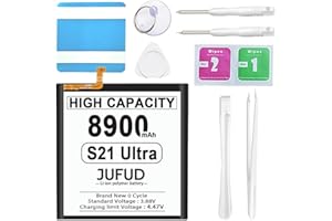 JUFUD fit for Galaxy S21 Ultra Battery,8900mAh Li-Polymer Battery 0 Cycles, Compatible Galaxy S21 Ultra 5G SM-G998B/DS SM-G998U Includes Repair Kit