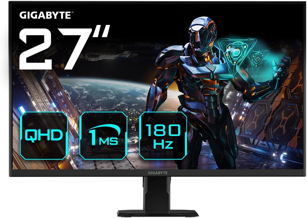 Gigabyte GS27QA 27 Inch QHD Gaming Monitor 180Hz 1ms FreeSync HDR Ready