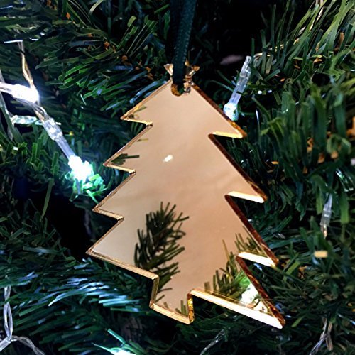 Super Cool Creations Christmas Tree Mirrored Gold Christmas Tree Decorations - Pack of 10