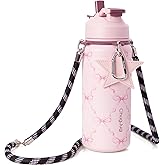 ChugJug Insulated Water Bottle 32 oz with Strap, Leak-Proof Stainless Steel Water Bottle with Flip Straw & Spout Lid, BPA-Free, Reusable Cute Metal Water Bottles for Women & Girls, Keeps Drinks Cold