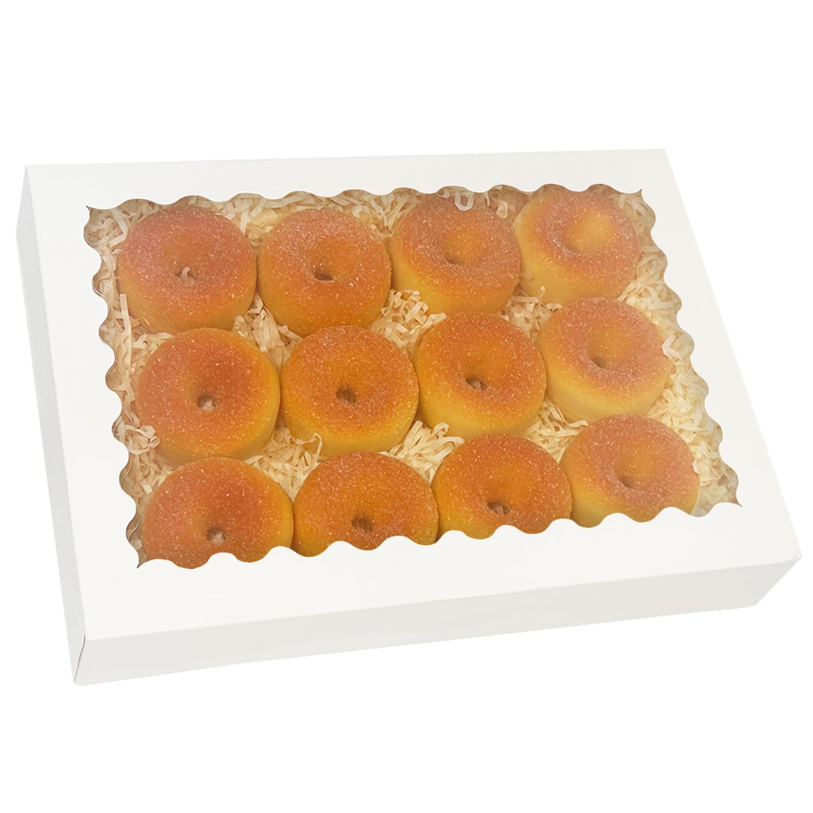 Gcardist Auto-pop Up White 35.6x25.4x6.4cm 6Pcs Cookie Box with Window Pastry Macaron Bakery Box For Packaging (14x10x2.5 inch)