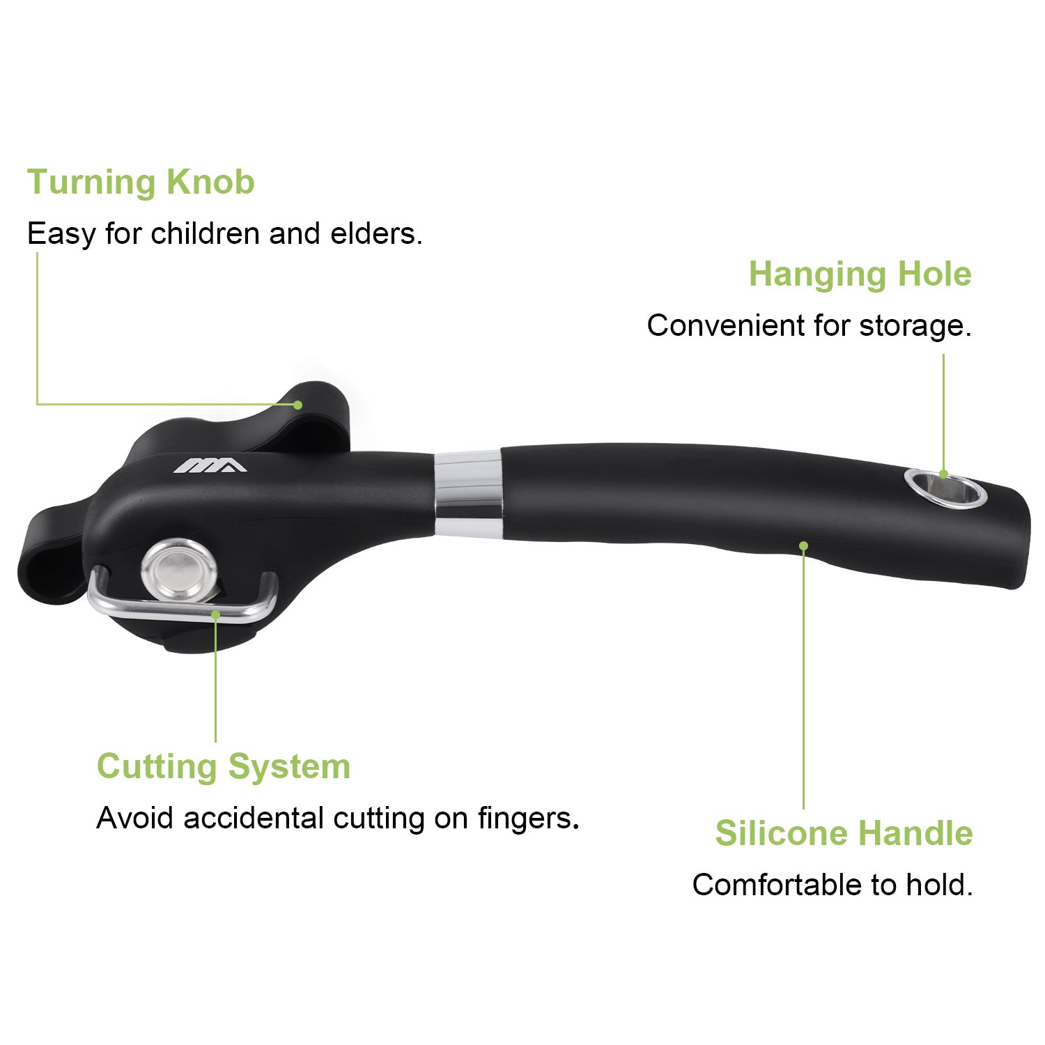 Adoric Life Can Opener - Smooth Edge for Good Cook Can Opener, Safe Stainless Steel with Side Can Opener, Handheld Easy Open, Not Touch Food, and A Free Bottle Opener for You