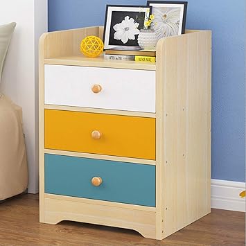 Kawachi Modern Home Bedroom Bedside Table Storage Cabinet With 3