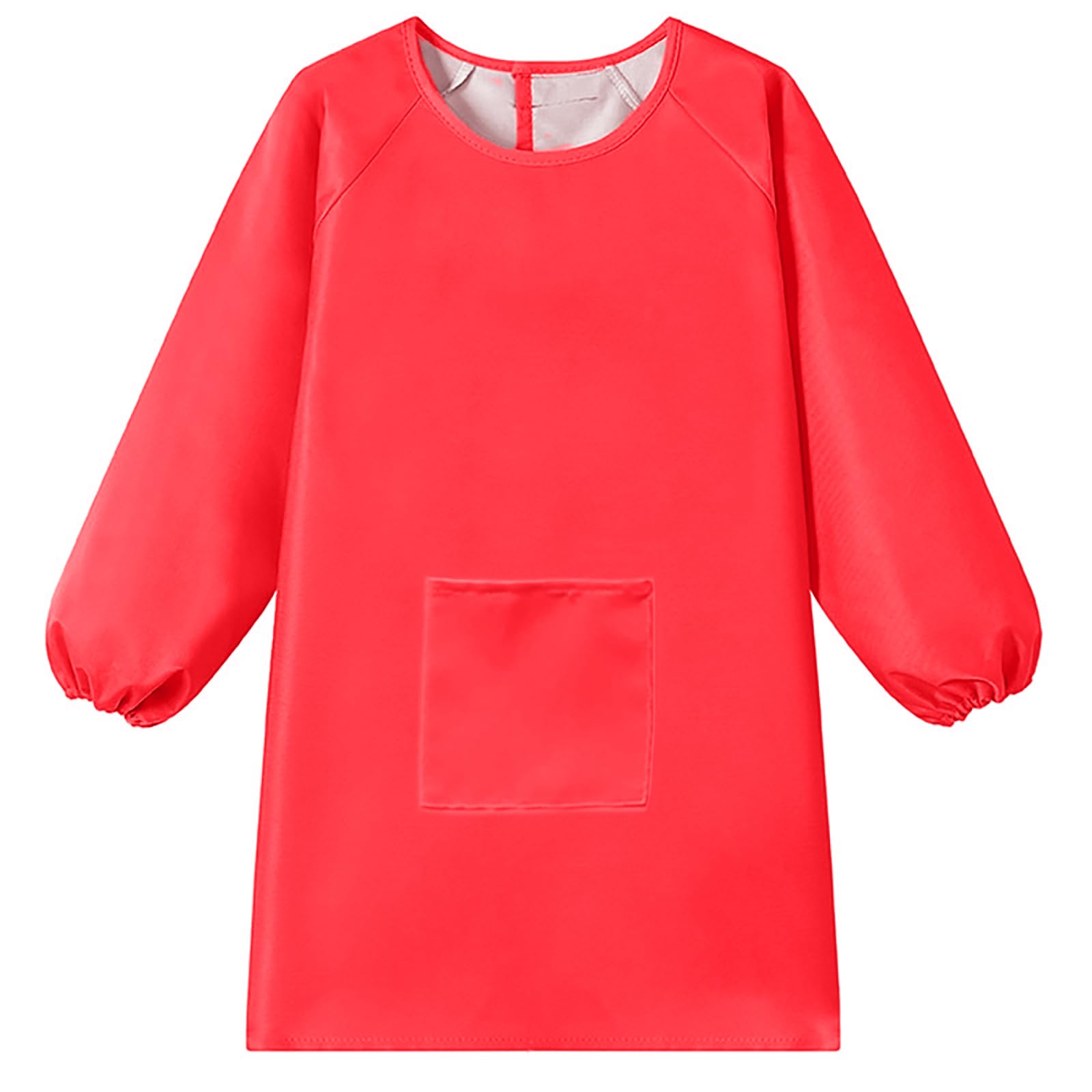 WULIQIUQIU Kids Art Smock, Waterproof Artist Painting Apron Smocks for Children Full Coverage Long Sleeve Smock with Pocket Red 2XL