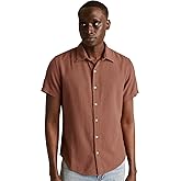 Bonobos - Mens Riviera Point Collar French Placket No Pocket Woven Shirt, Color Rust Geo Texture, Size: Small x Regular
