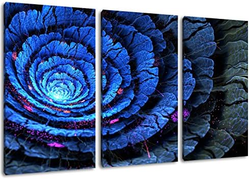 Abstract Blue carbon Format: three-piece total 120x80, covered painting on canvas, huge XXL images completely finished and framed with stretcher, Art print on wall picture with frame, cheaper than painting or picture, no posters or poster