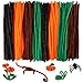 Caydo 320 Pieces Halloween Pipe Cleaners Chenille Stems 6mm x 12inch, Chenille Stems for DIY Art Craft Decorations (Black, Brown, Dark Green, Orange)