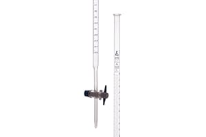 Eisco Labs Borosilicate Burette, Straight Bore, PTFE Stopcock - 25mL Cap., 0.1mL Grad., 0.05mL tol. - Class A