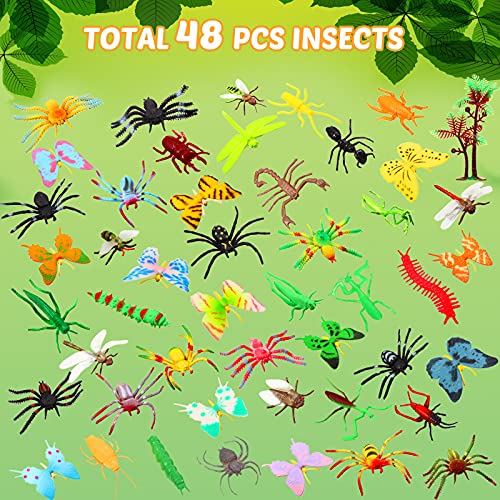 48 Pieces Plastic Insect Fake Bugs Assorted Insect Figure Toys Lifelike