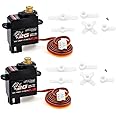 Hobbymall 2G Micro Servo Motor Digital Metal Gear Coreless Mini RC Servo for Fixed-Wing Helicopter Airplane Drone RC Car Model Boat Robot(2PCS)
