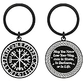 Hewonnn Vegvisir Viking Gifts - Compass Keychain for Women Men, Norse Mythology Amulet - Viking Accessories for Women Travelers