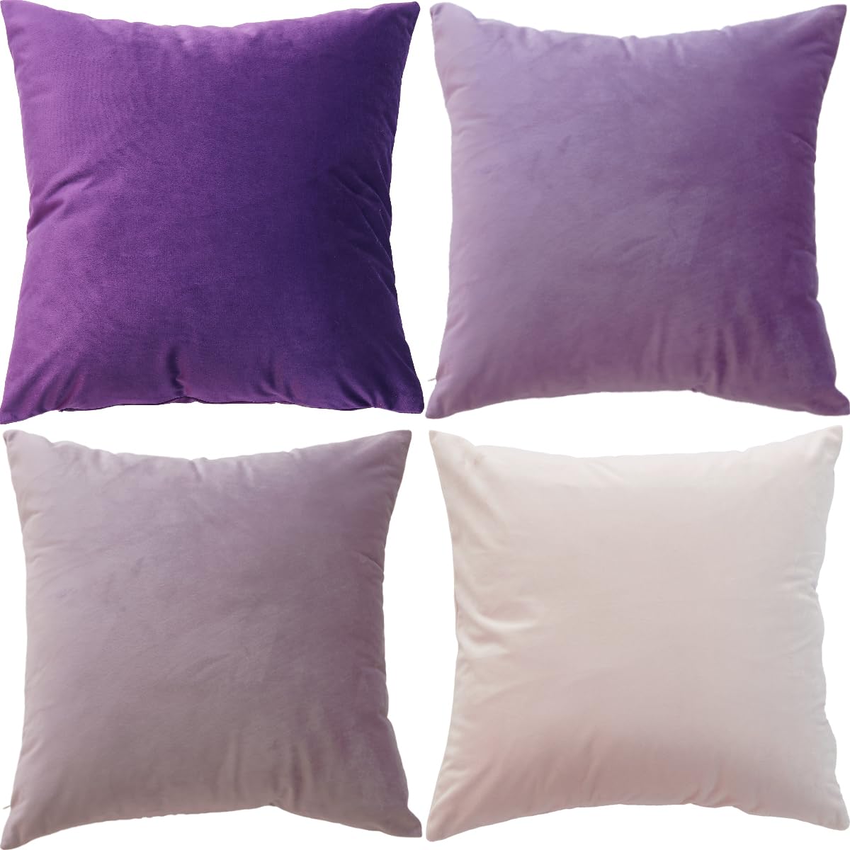 GONOVE Cushion Covers 45x 45cm Soft Velvet Colorful Cushions Luxury Scatter Pillowcases Decorative Fluffy Cushions Pillow Cover Set of 4 for Bed Sofa Livingroom Purple Series