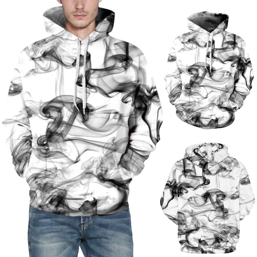 L//XL, White Birdfly Fall Winter Lovers Style 3D Ink Print Hoodie Tops Blouse for Women Men Plus European Size