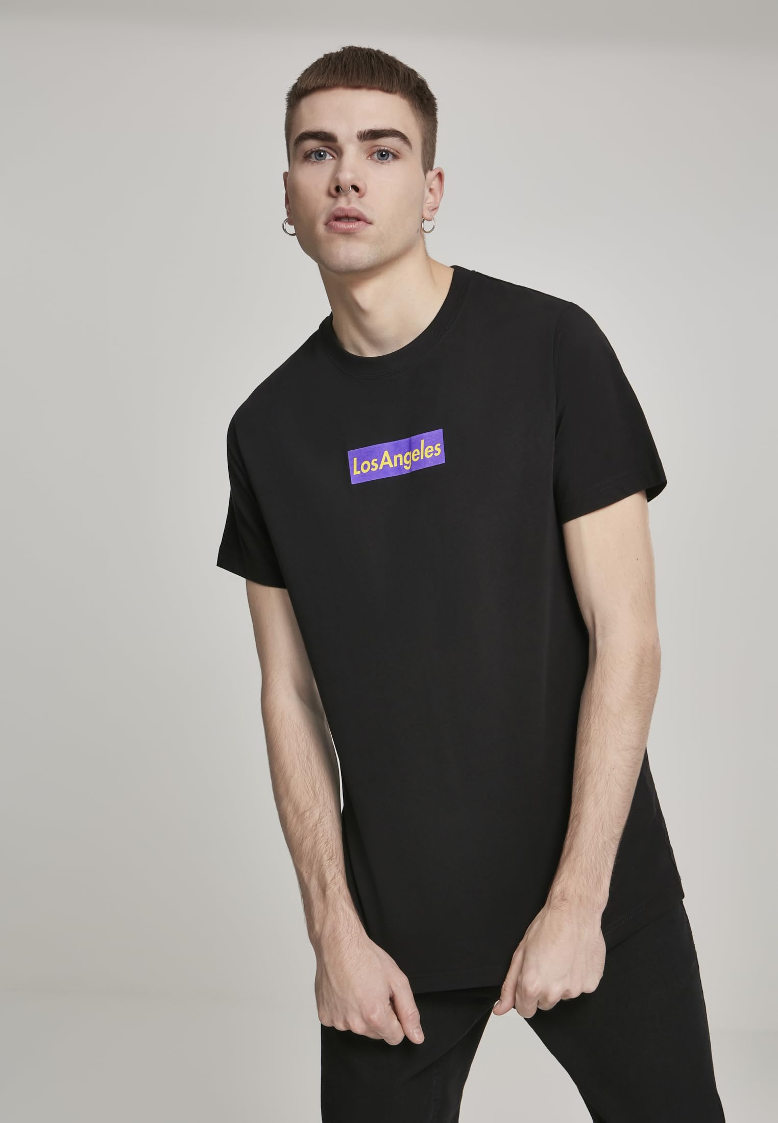 Mister Tee Herren LSNGLS T-Shirt, Black, S