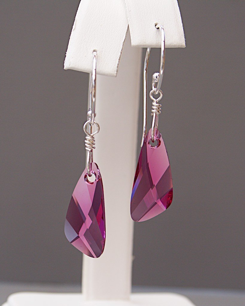 Pink Swarovski Crystal Earrings with Sterling Silver Ear