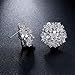 Bella Lotus Big CZ Flower Cluster 18k White Gold Plated Cocktail Earrings Studs