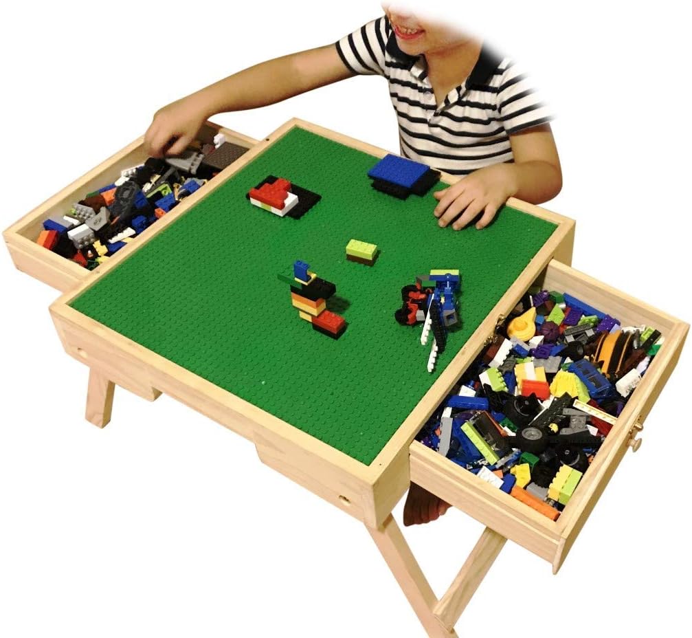 Double Side Drawer Lego Play Table Foldable Portable Childrens Play Table With Storage Drawers For Lego City Blocks Furniture Childrens Furniture U Annypl