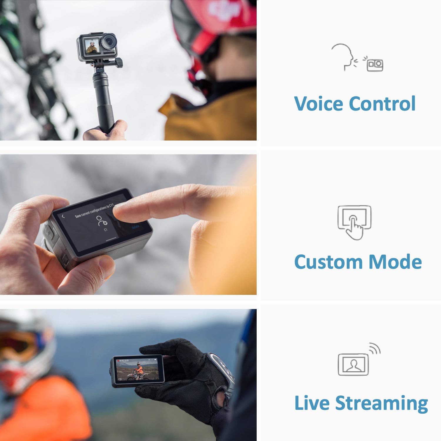 2019 DJI Osmo Action Camera with 2 Screens, 4K HDR Video, 11m(36ft) Waterproof, comes 128GB Micro SD, Carrying Case, Floating Handle, Portable Handheld, 50 in 1 Combo, 1 Year Limited Warranty - Image 8