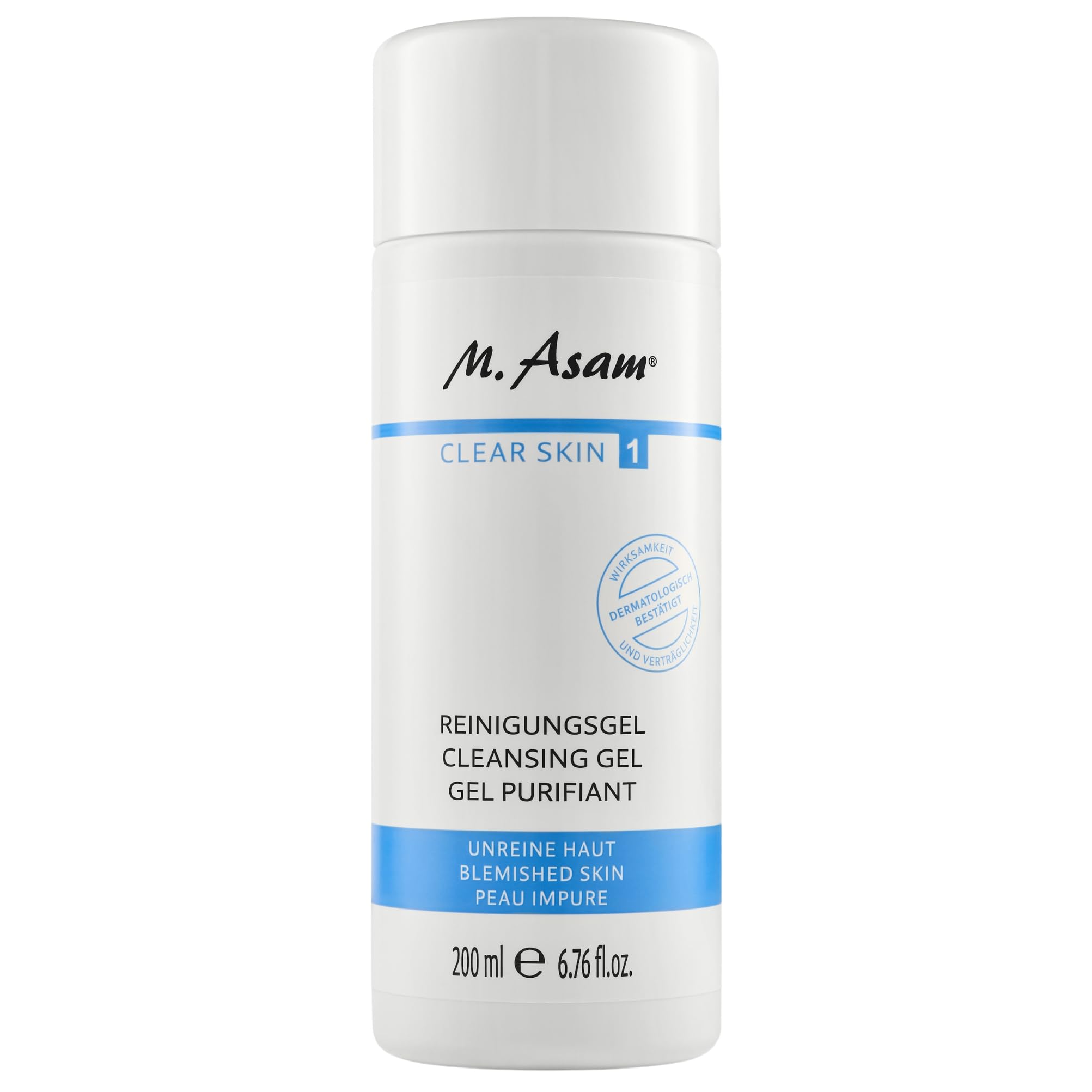 M. Asam CLEAR SKIN Cleansing Gel (200 ml) – targets blemishes & deep cleanses pores, removes sebum, make-up residues, excess oil & dead skin cells, facial care, vegan