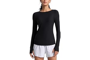 CRZ YOGA Womens Cloudweight Long Sleeve Workout Tops Lightweight Athletic Basic Shirts Soft Casual T-Shirt with Thumb Hole
